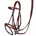Prestige Performance Jump Bridle – Premium Buffalo Leather Anatomical Bridle with Fancy Braided Noseband & Matching Reins