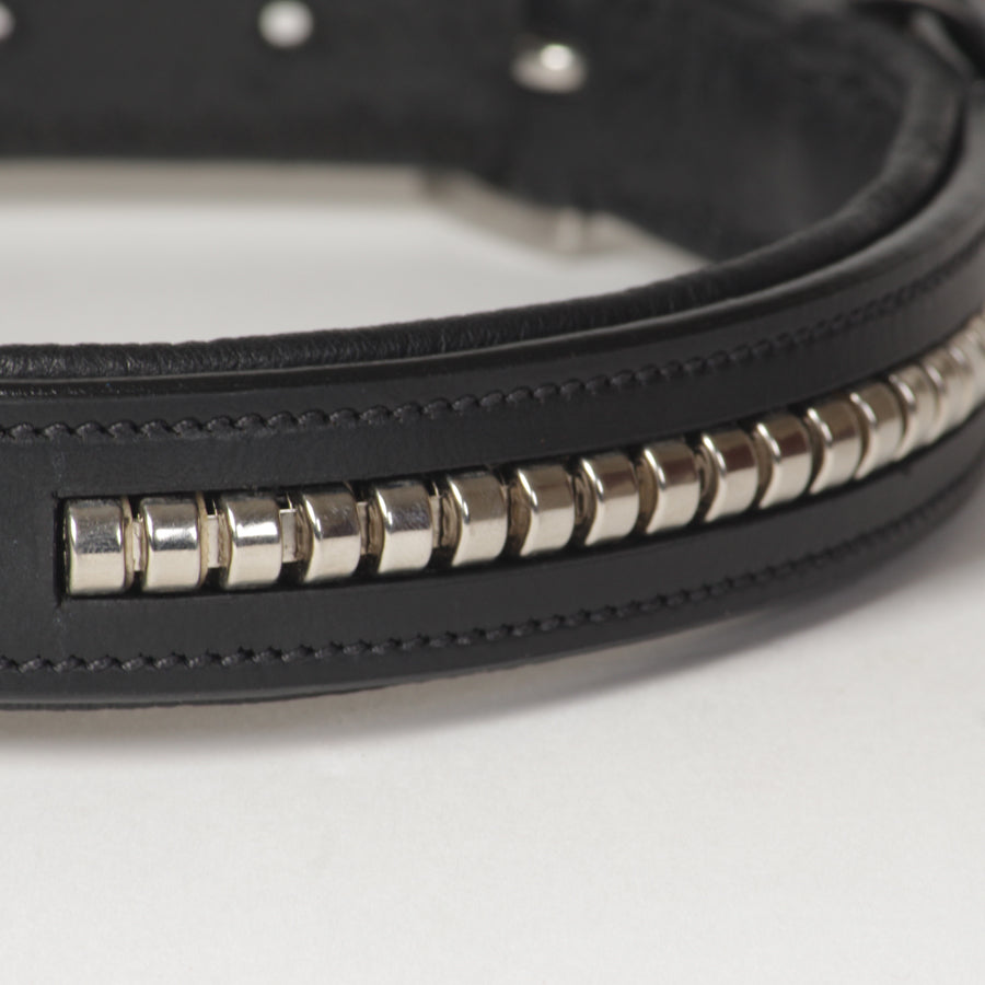 Premium Clincher Genuine Leather Dog Collar – Padded Genuine Leather Collar with Stainless Steel Hardware