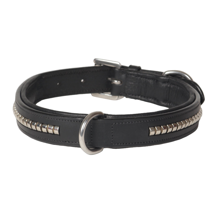 Premium Clincher Genuine Leather Dog Collar – Padded Genuine Leather Collar with Stainless Steel Hardware