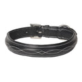 Classic Fancy Stitched Padded Leather Dog Collar – Premium Genuine Leather with Stainless Steel Hardware