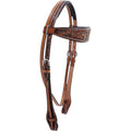 Genuine Leather Horse Headstall – Hand-Tooled Floral Browband & Silver Hardware
