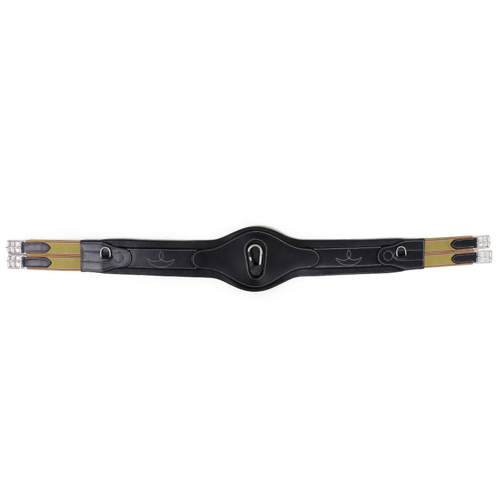 Genuine Leather Horse Girth – Padded Comfort Girth with Center Snap & Elastic Ends