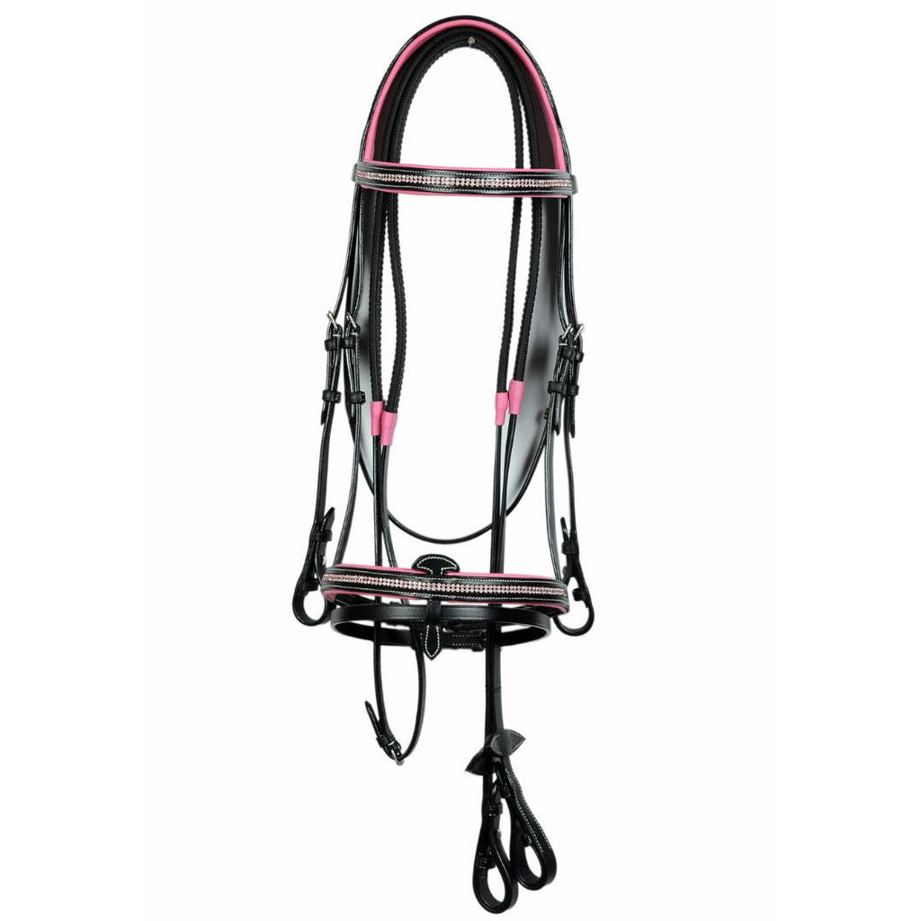 Royal Crystal Luxe Leather Show Bridle – Two Row Crystal Padded English Bridle