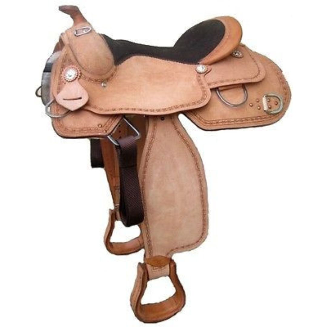 Trailmaster Roughout Western Saddle – Natural USA Leather Pleasure & Training Saddle