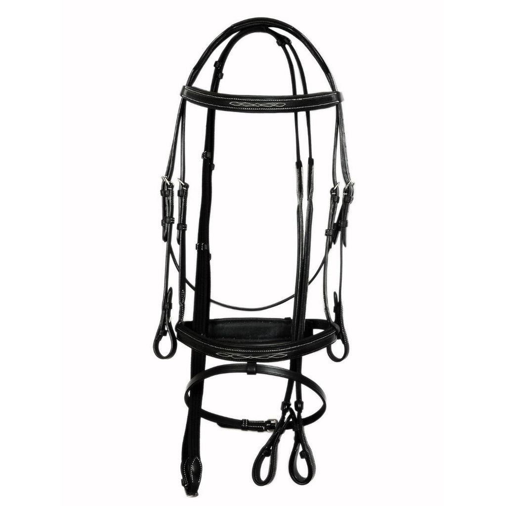 Signature Raised Fancy Stitch Leather Jump Bridle – Premium Handmade English Bridle