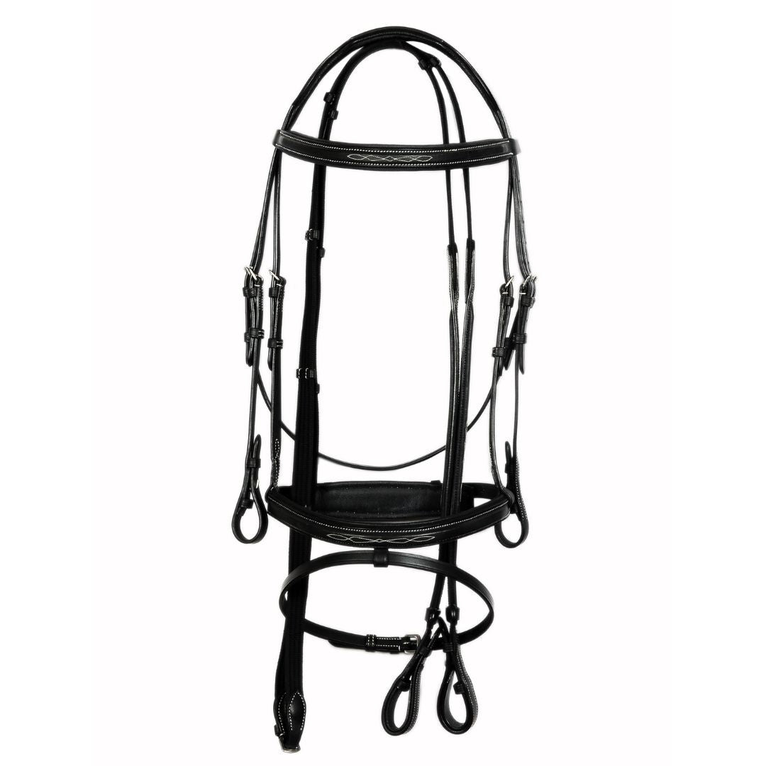 Signature Raised Fancy Stitch Leather Jump Bridle – Premium Handmade English Bridle