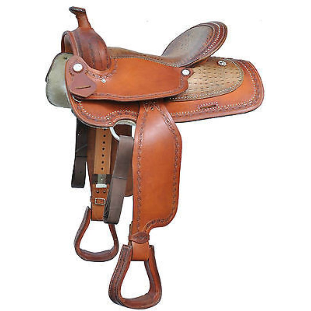 Gator Ridge Western Pleasure Saddle – Genuine USA Leather with Alligator Seat & Texas Star Tooling