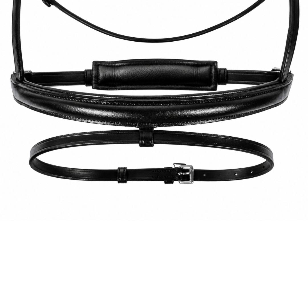 Elite Comfort Dressage Bridle – Anatomical Buffalo Leather Crank Bridle with Flash Attachment & Loop Keeper