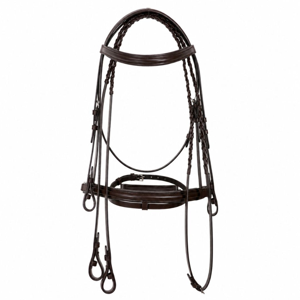 Summit Performance Dressage Bridle – Premium Buffalo Leather English Bridle with Stainless Steel Hardware & Matching Reins