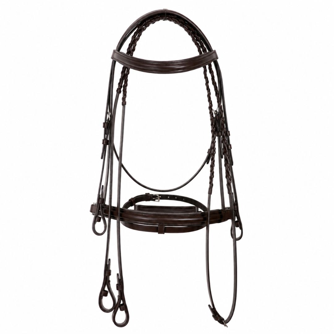 Summit Performance Dressage Bridle – Premium Buffalo Leather English Bridle with Stainless Steel Hardware & Matching Reins