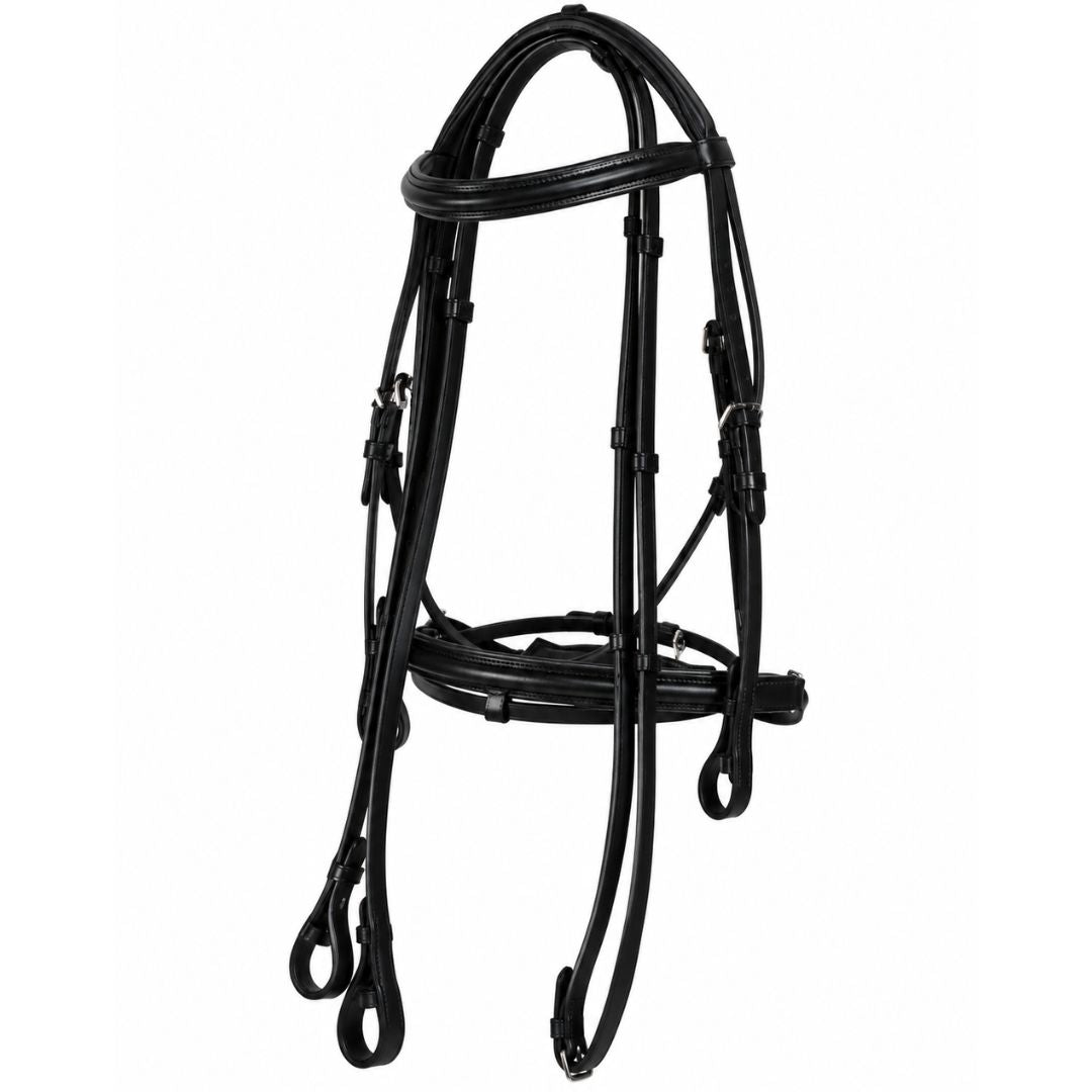 Elite Comfort Dressage Bridle – Anatomical Buffalo Leather Crank Bridle with Flash Attachment & Loop Keeper