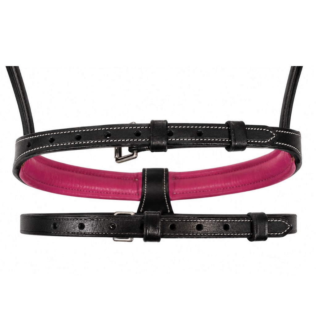 Blush Crystal Elegance Bridle – Anatomical Buffalo Leather Show Bridle with Single Row Pink Crystal Browband