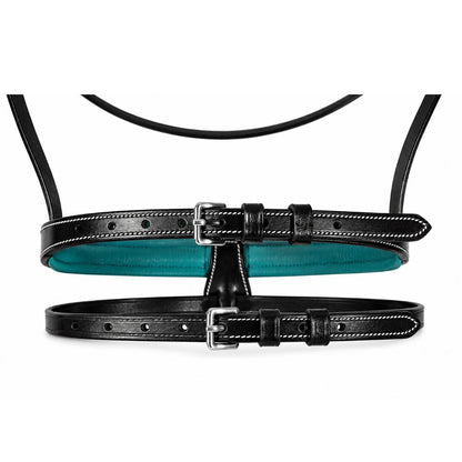 Azure Crystal Elegance Bridle – Anatomical Buffalo Leather Show Bridle with Single Row Blue Crystal Browband