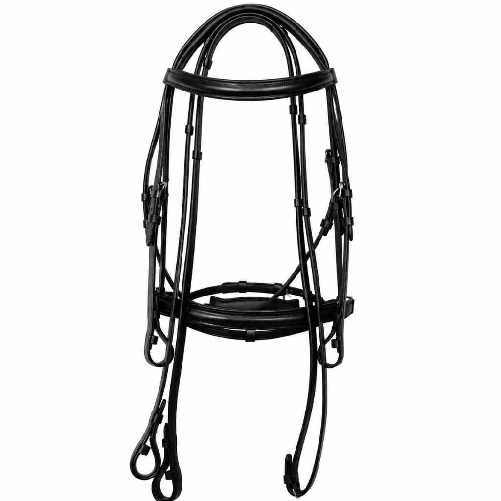 Elite Comfort Dressage Bridle – Anatomical Buffalo Leather Crank Bridle with Flash Attachment & Loop Keeper