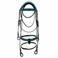 Azure Crystal Elegance Bridle – Anatomical Buffalo Leather Show Bridle with Single Row Blue Crystal Browband