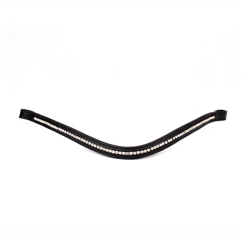 Genuine Leather Browband with Rhinestone Crystals – Handcrafted English Bridle Accessory