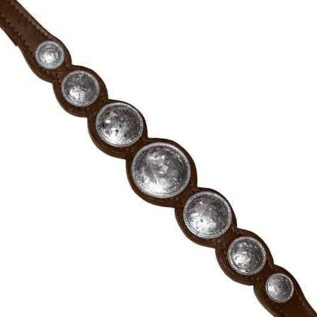 Hand-Engraved Silver Concho Leather Horse Breast Collar – Western Show & Trail Tack