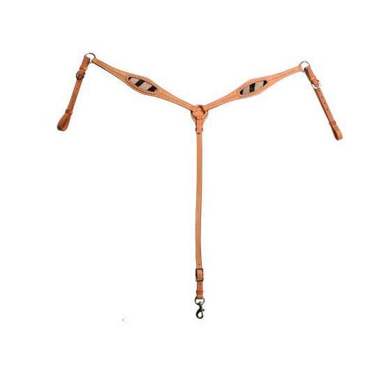Wild Zebra Inlay Buffalo Leather Breast Collar – Stainless Steel Western Horse Tack