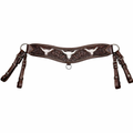 Handcrafted Longhorn Inlay Western Breast Collar – Floral Tooled Double-Layer Leather Tack