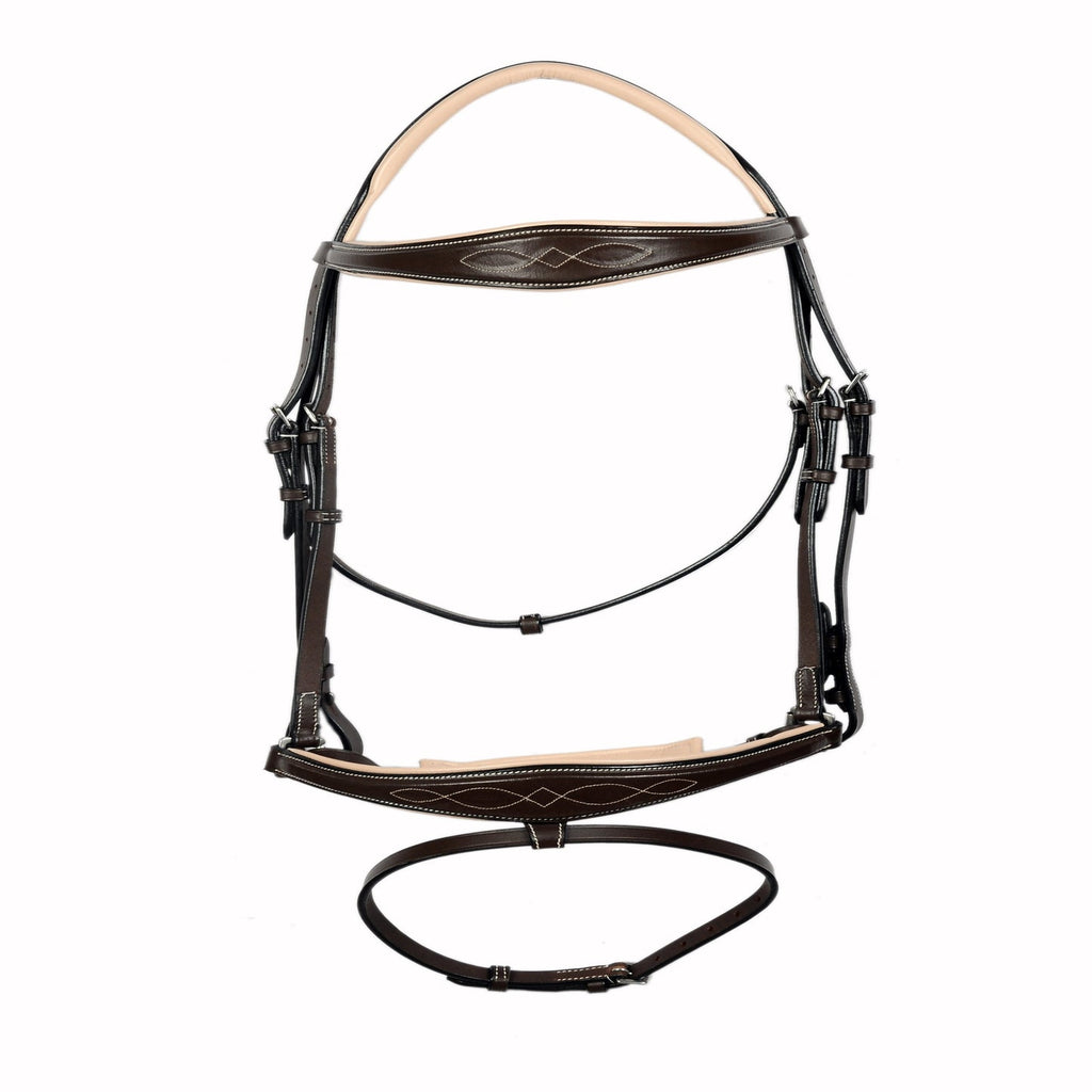 Heritage Pro Padded Fancy Stitch Genuine Leather Jump Bridle – Vegetable Tanned English Bridle