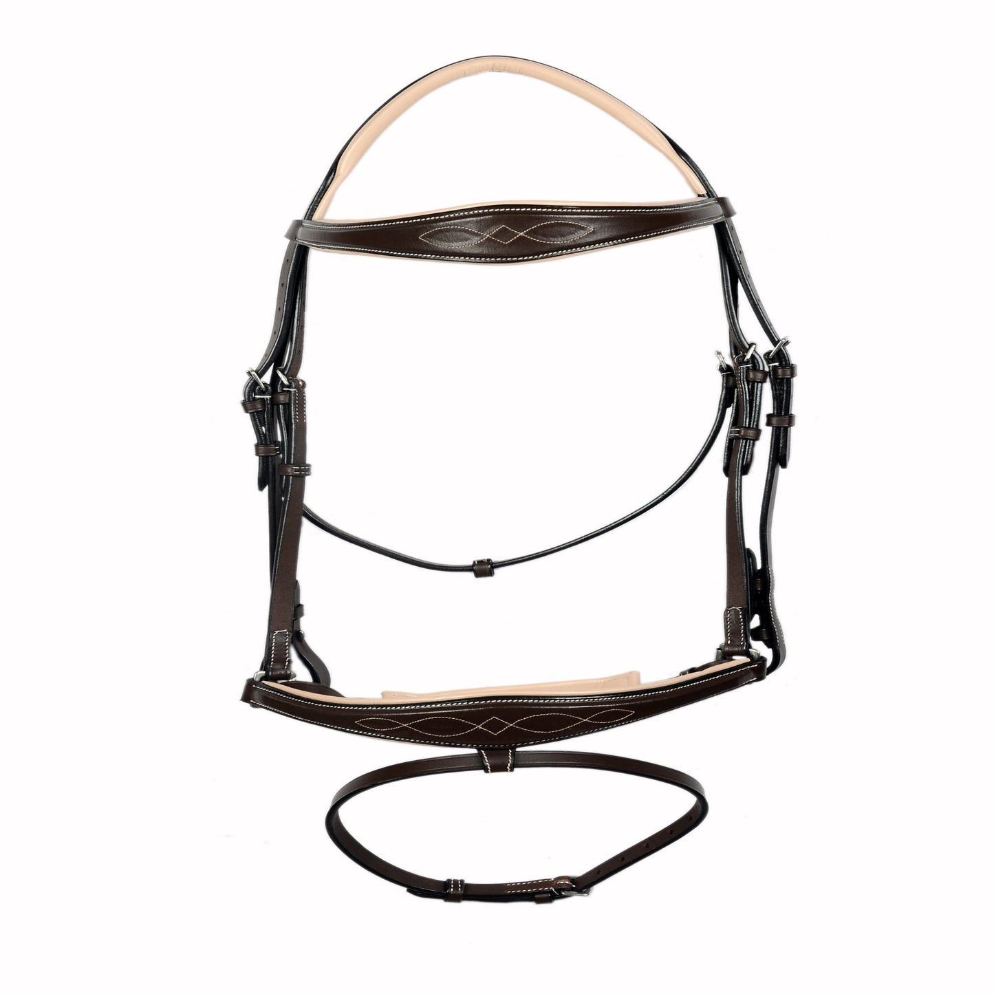 Heritage Pro Padded Fancy Stitch Genuine Leather Jump Bridle – Vegetable Tanned English Bridle