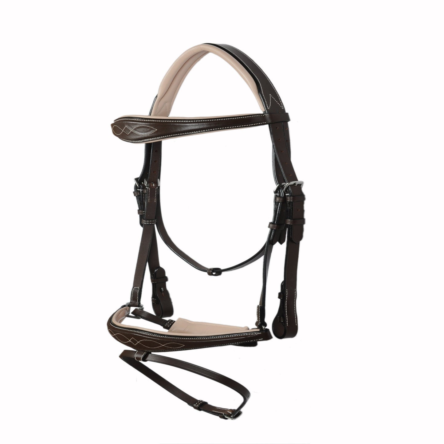 Heritage Pro Padded Fancy Stitch Genuine Leather Jump Bridle – Vegetable Tanned English Bridle