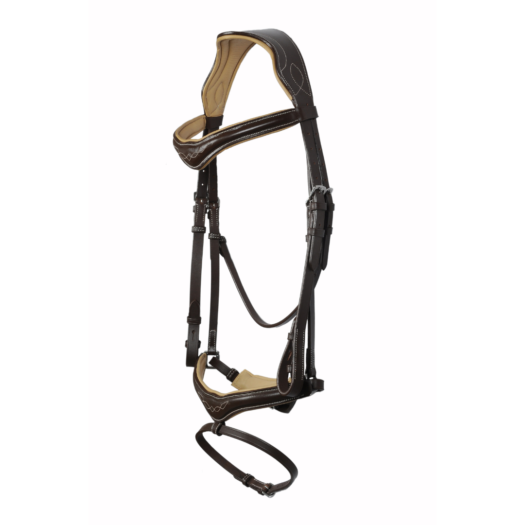 Prestige Raised Fancy Stitch Jump Bridle – Premium Padded English Leather Bridle