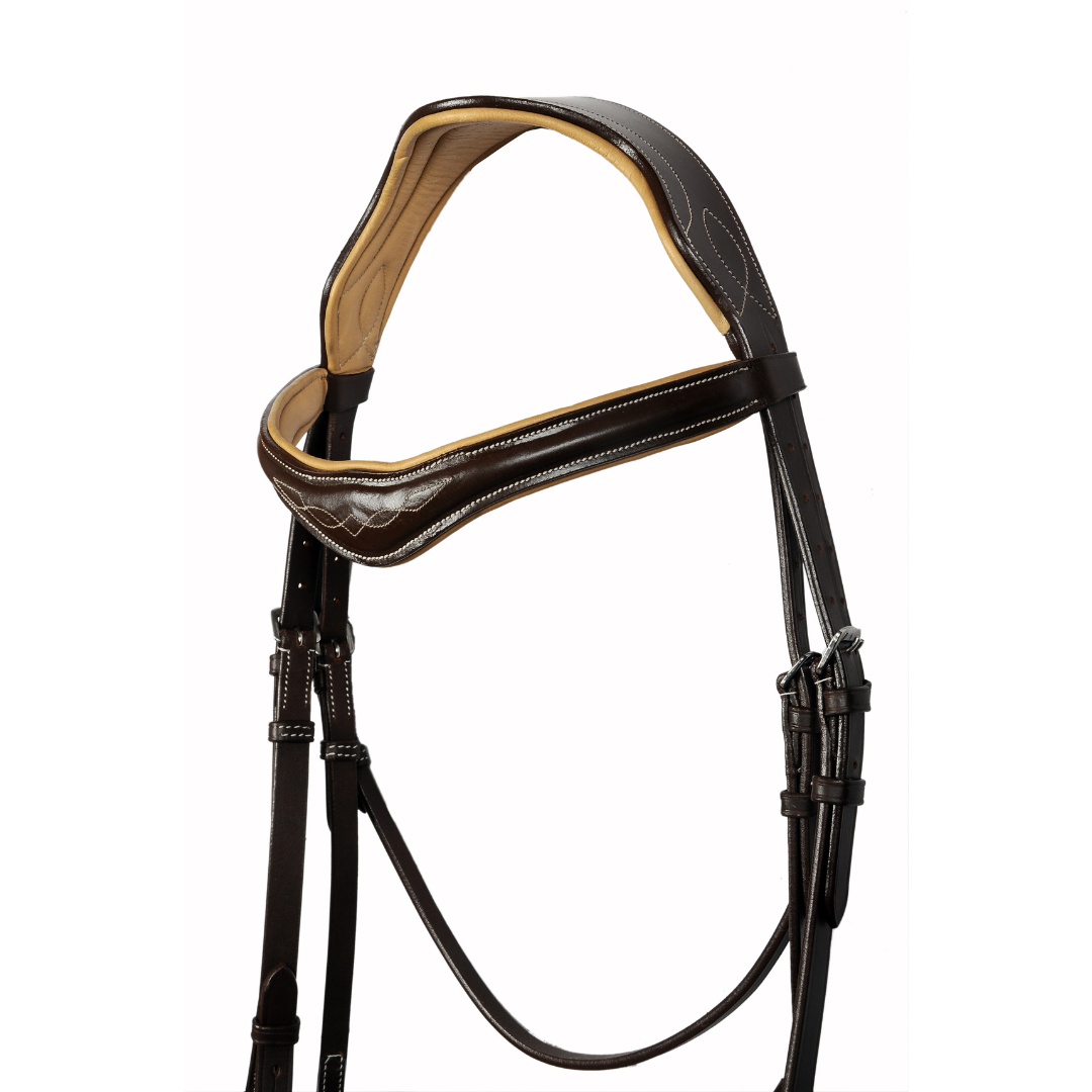 Prestige Raised Fancy Stitch Jump Bridle – Premium Padded English Leather Bridle