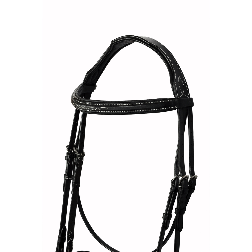 Signature Raised Fancy Stitch Leather Jump Bridle – Premium Handmade English Bridle