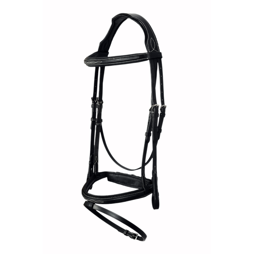 Signature Raised Fancy Stitch Leather Jump Bridle – Premium Handmade English Bridle