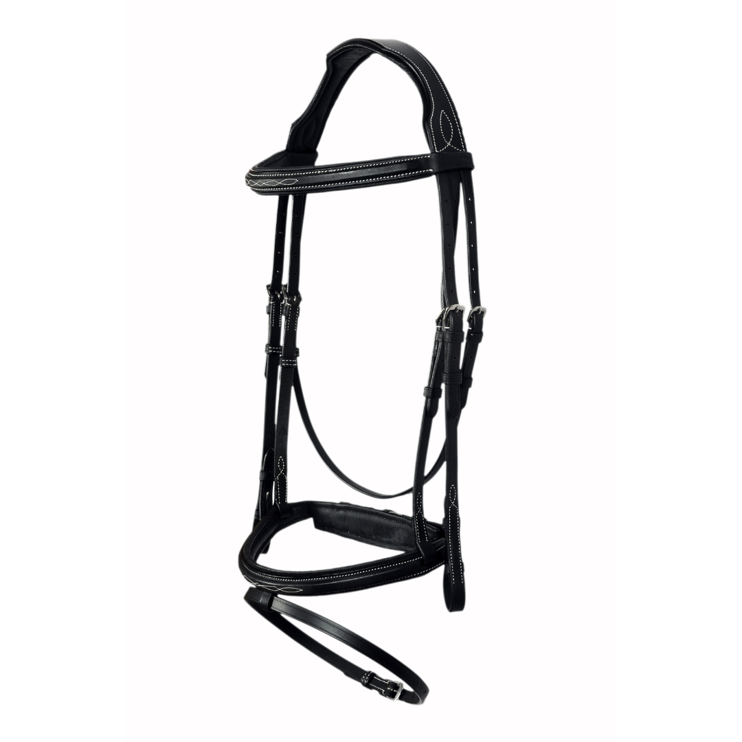 Signature Raised Fancy Stitch Leather Jump Bridle – Premium Handmade English Bridle