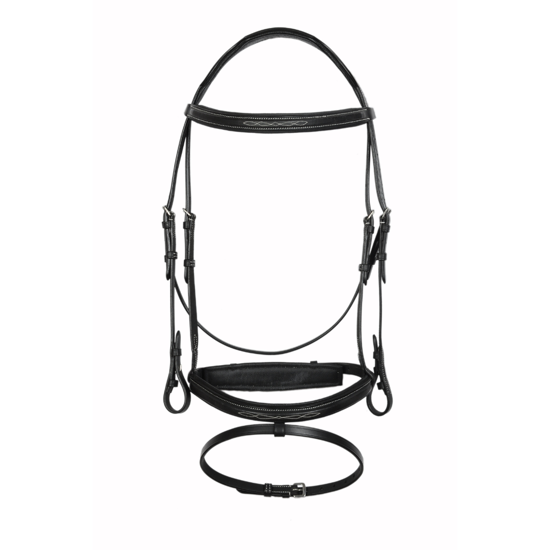 Signature Raised Fancy Stitch Leather Jump Bridle – Premium Handmade English Bridle
