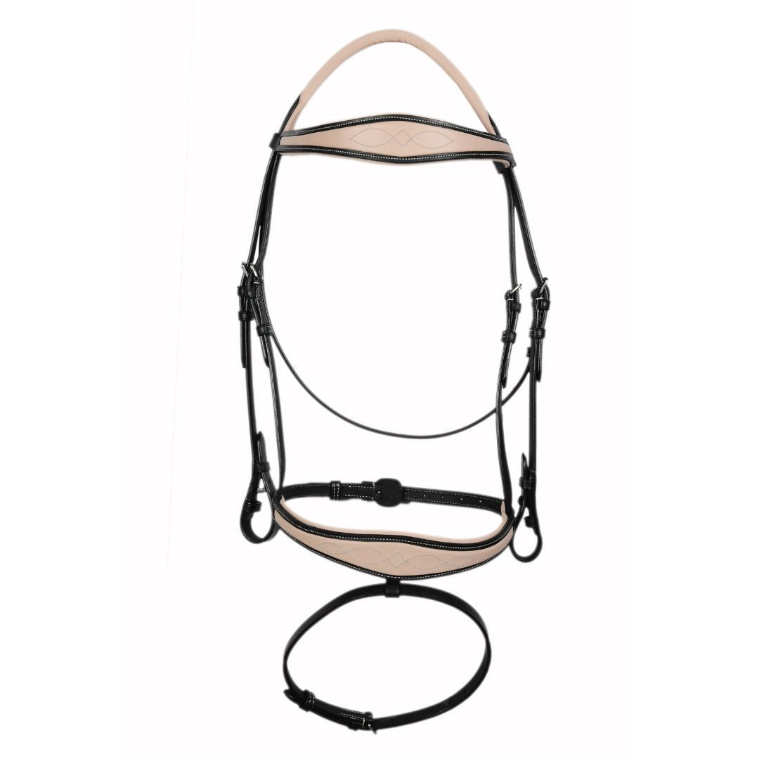 Premium Fancy Stitched Jump Bridle – Anatomic Padded Buffalo Leather English Bridle with Soft Crown & Reins
