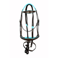 Signature Teal Fancy Stitch Show Bridle – Anatomical Buffalo Leather English Bridle with Soft Padded Comfort
