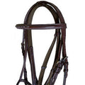 Classic Heritage Fancy Stitch Bridle – Raised Buffalo Leather English Bridle with White Contrast Stitching & Matching Reins