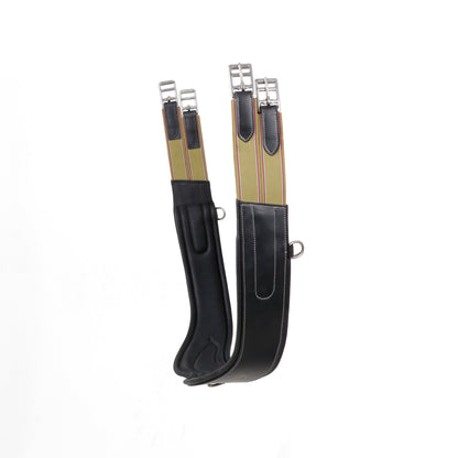 FlexContour Genuine Leather Horse Girth – Padded Comfort Girth with Elastic Ends & Stainless Steel Buckles