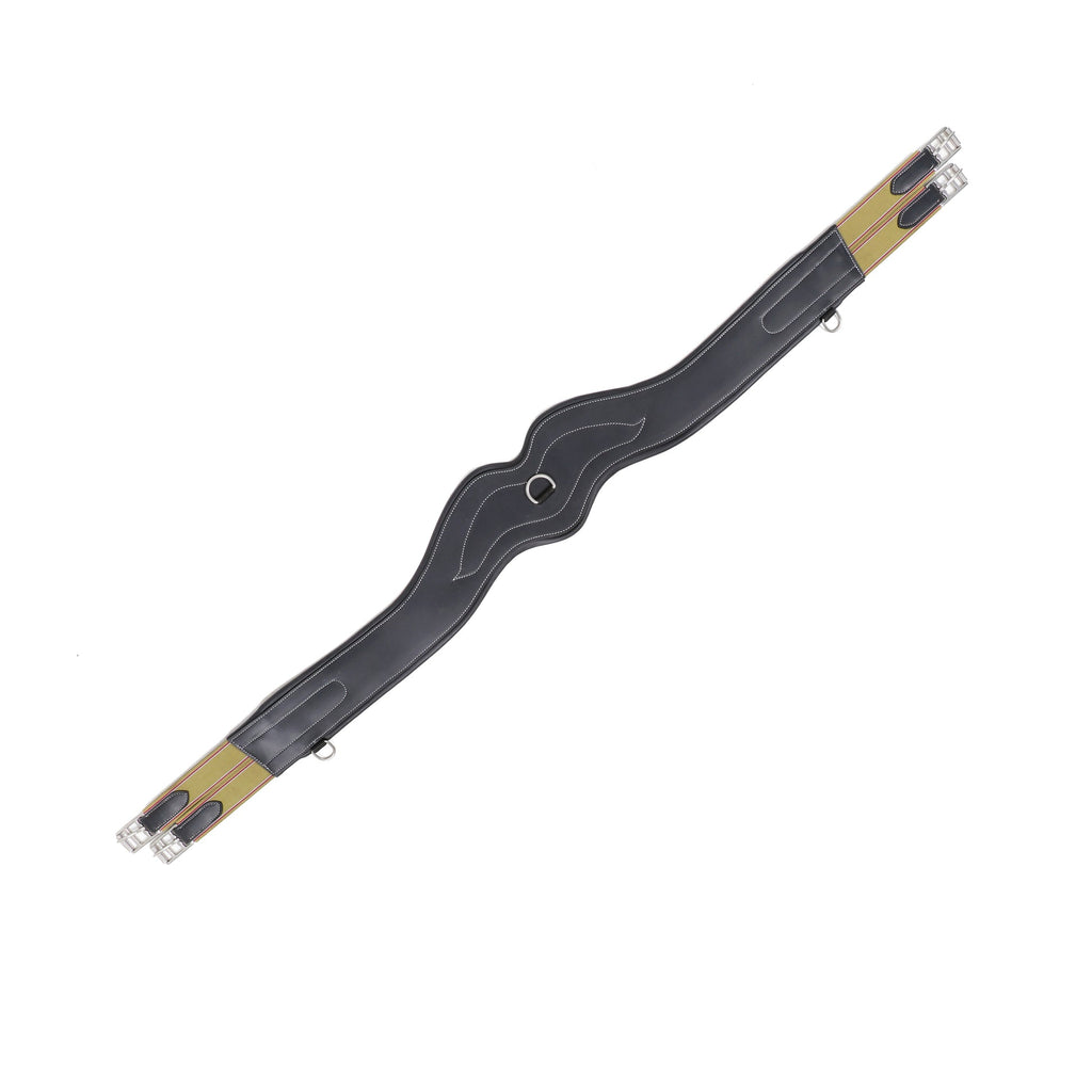 FlexContour Genuine Leather Horse Girth – Padded Comfort Girth with Elastic Ends & Stainless Steel Buckles