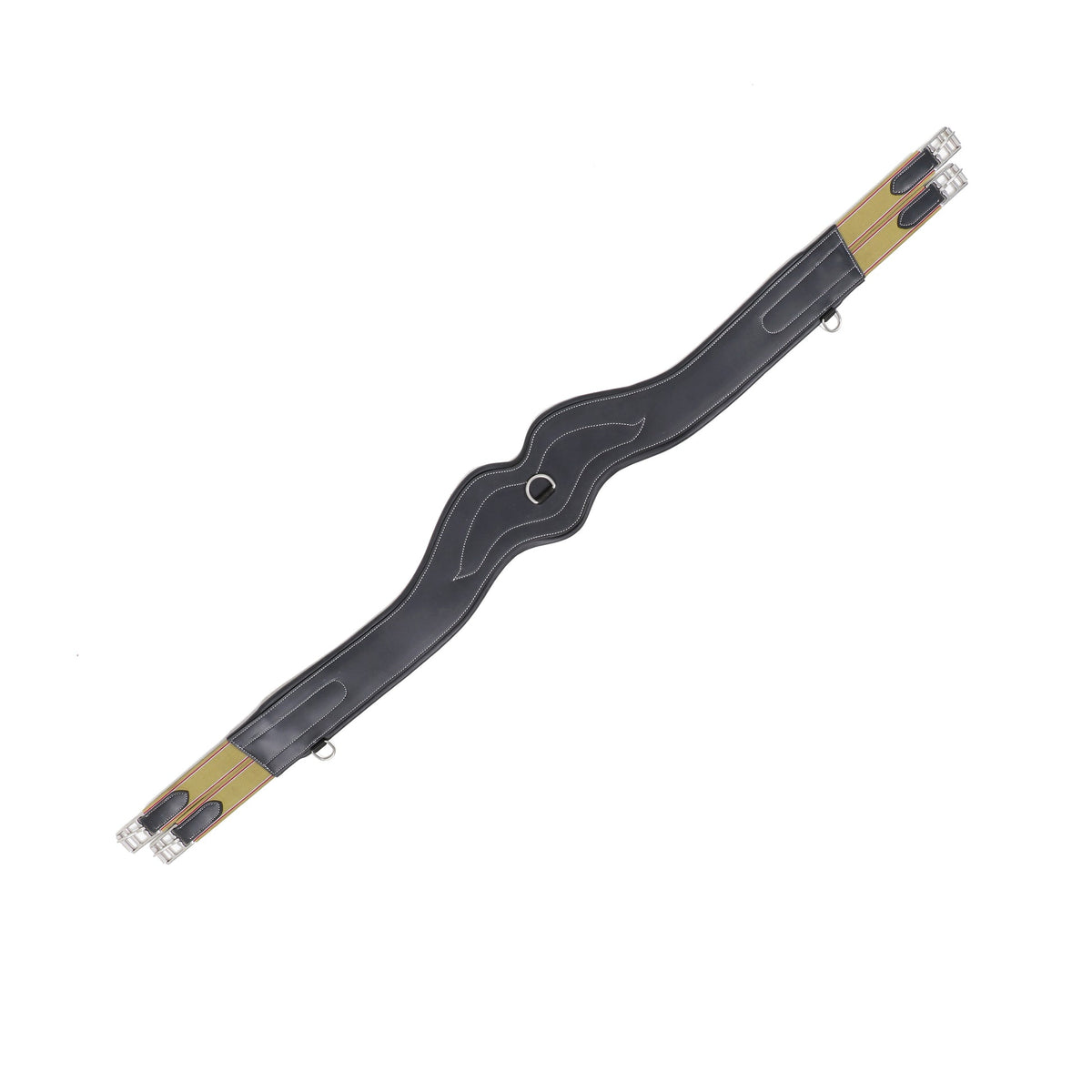 FlexContour Genuine Leather Horse Girth – Padded Comfort Girth with Elastic Ends & Stainless Steel Buckles