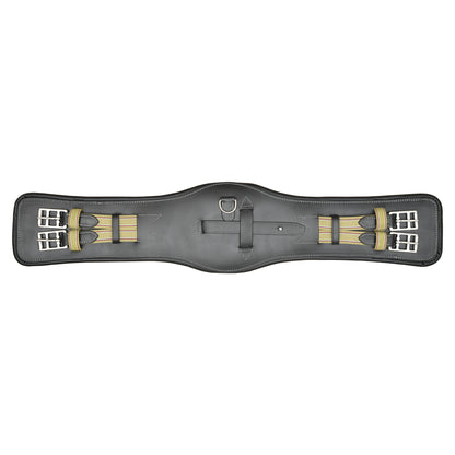 Contoured Leather Dressage Girth – Soft Padded Horse Girth with Flexible Elastic Ends