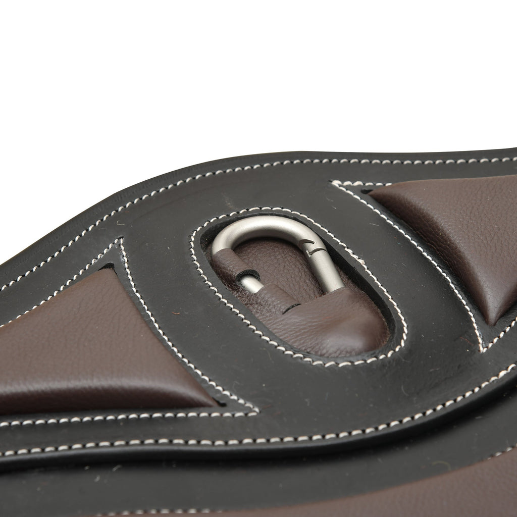 Elite Protective Leather Stud Guard Girth – Padded Horse Jumping Girth with Elastic Ends & Stainless Steel Buckles