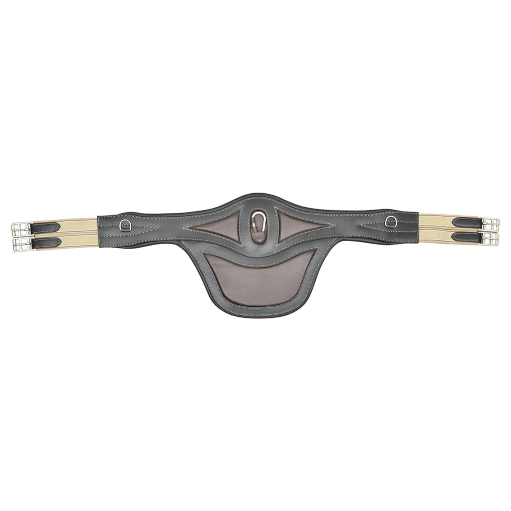 Elite Protective Leather Stud Guard Girth – Padded Horse Jumping Girth with Elastic Ends & Stainless Steel Buckles