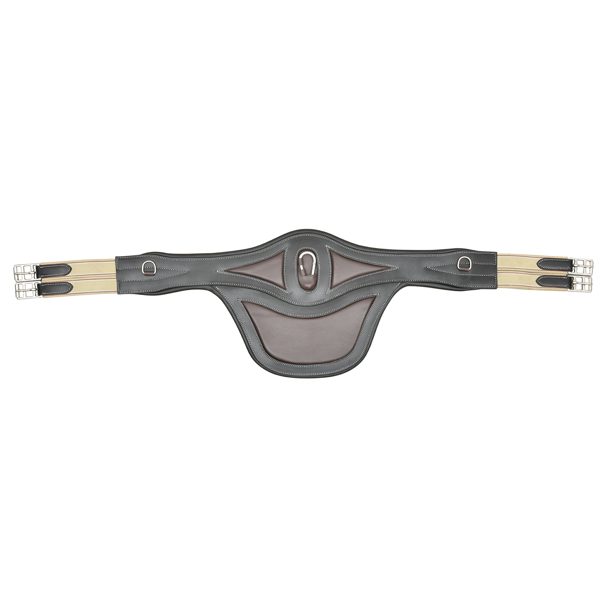 Elite Protective Leather Stud Guard Girth – Padded Horse Jumping Girth with Elastic Ends & Stainless Steel Buckles