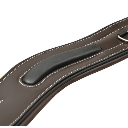 Ergonomic Comfort Genuine Leather Horse Girth – Contoured Padded Girth with Triple Elastic
