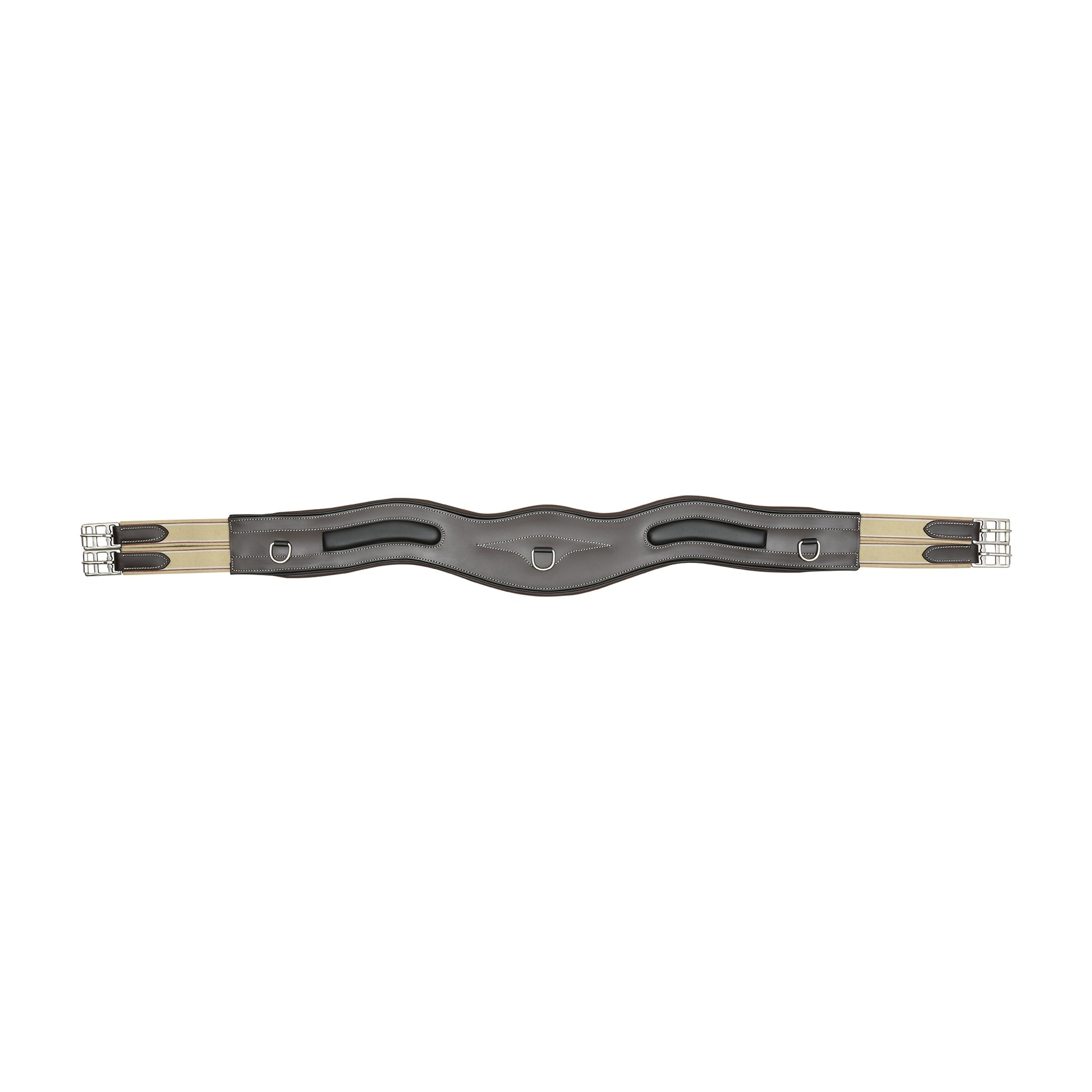 Ergonomic Comfort Genuine Leather Horse Girth – Contoured Padded Girth with Triple Elastic