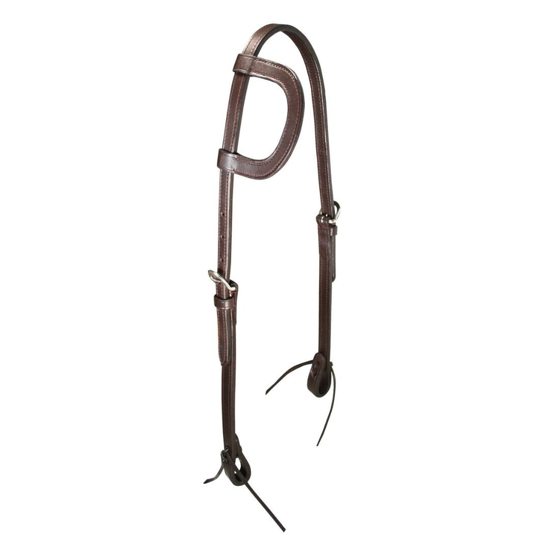 Western Slip Ear Horse Headstall – Double-Layer Genuine Leather with Stainless Steel