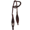 Hand-Carved Wing One-Ear Leather Headstall – Western Horse Tack with Painted Cross & Silver Accents
