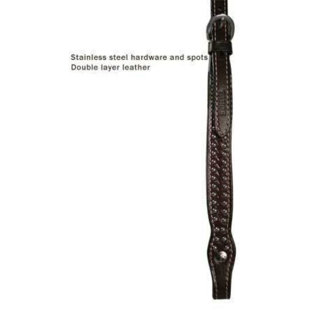 Spotted Leather Western Horse Headstall – Refined Stainless Steel Detail