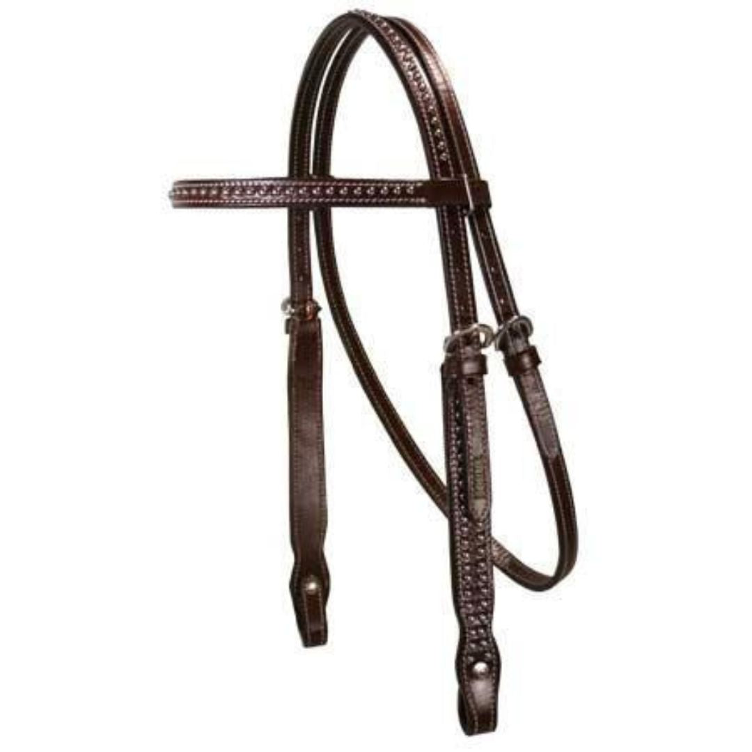 Spotted Leather Western Horse Headstall – Refined Stainless Steel Detail