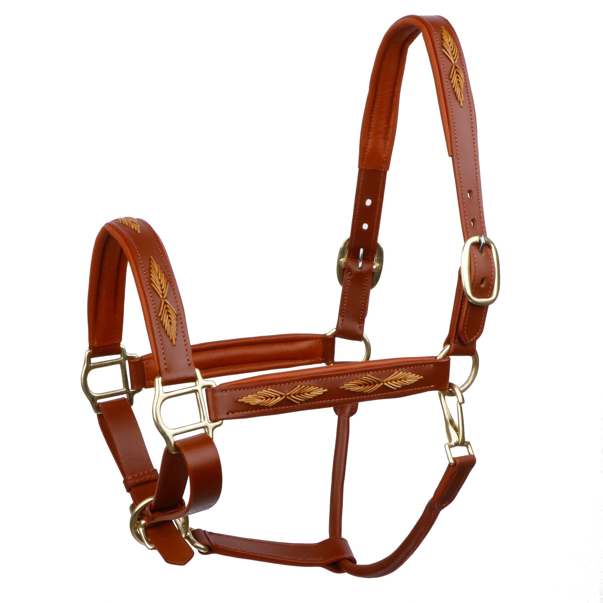 Premium Genuine Leather Braided Horse Halter – Padded Adjustable Headcollar with Solid Brass Hardware