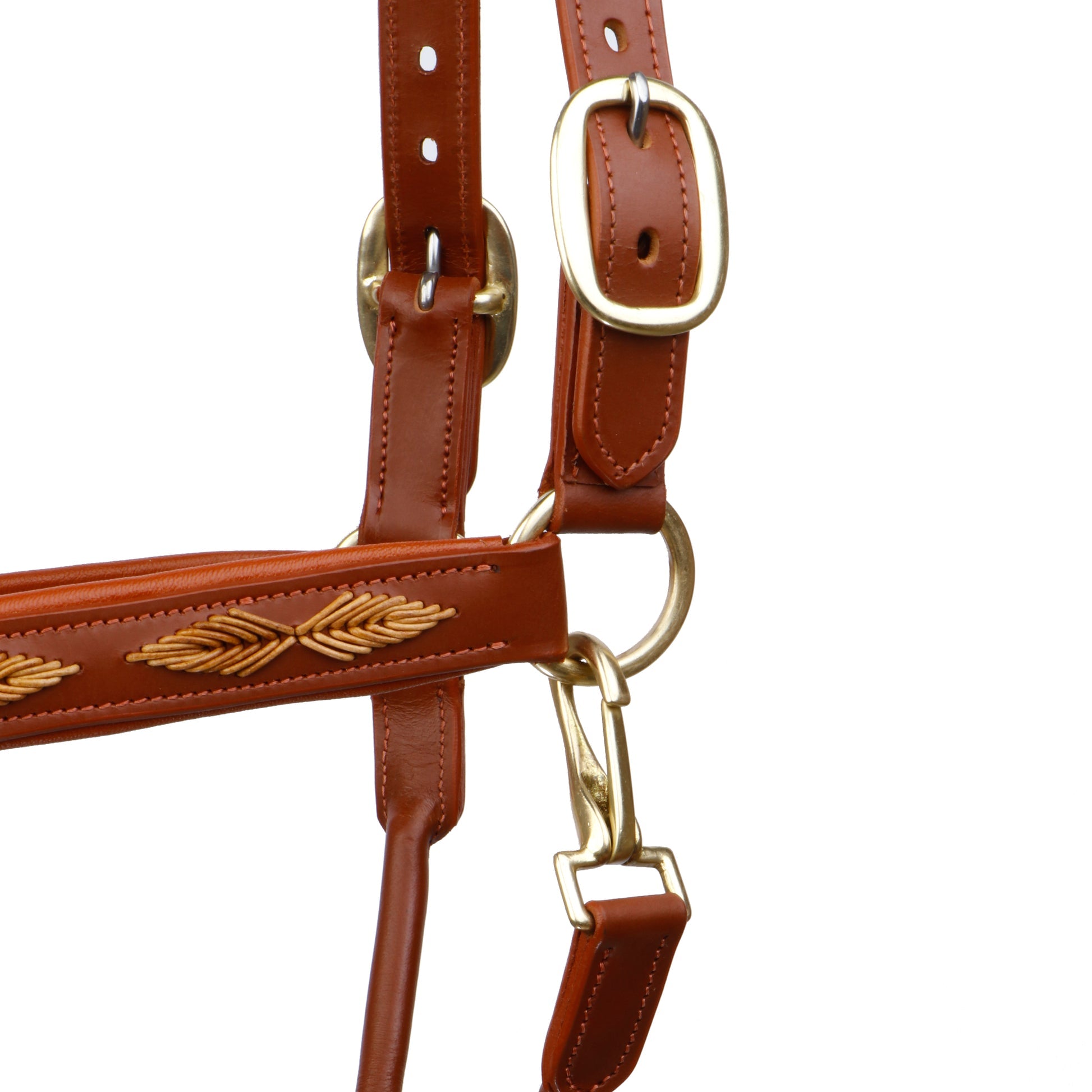 Premium Genuine Leather Braided Horse Halter – Padded Adjustable Headcollar with Solid Brass Hardware